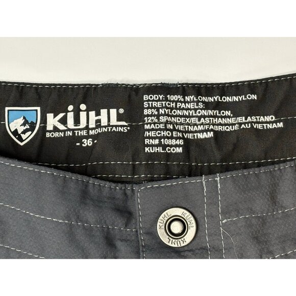 Kuhl Mutiny River Shorts Men’s 36 10” Inseam Grey Black Outdoor Technical - Picture 3 of 12